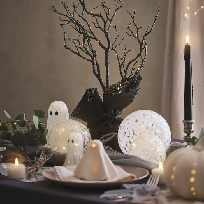 Gertie the Ghost Confetti Glass LED Halloween Decoration Duo