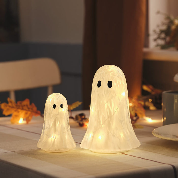 Gertie the Ghost Confetti Glass LED Halloween Decoration Duo