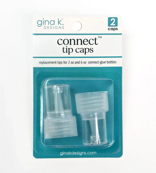 Gina K. Designs - Adhesive - Connect Glue Tip Caps. Replacement tips for 2 oz and 6oz connect glue bottles. Includes 2 replacement caps.Available at Embellish Away located in Bowmanville Ontario Canada.