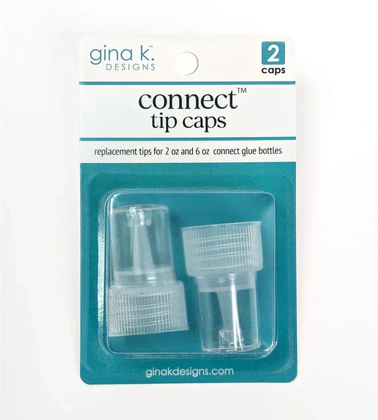 Gina K. Designs - Adhesive - Connect Glue Tip Caps. Replacement tips for 2 oz and 6oz connect glue bottles. Includes 2 replacement caps.Available at Embellish Away located in Bowmanville Ontario Canada.