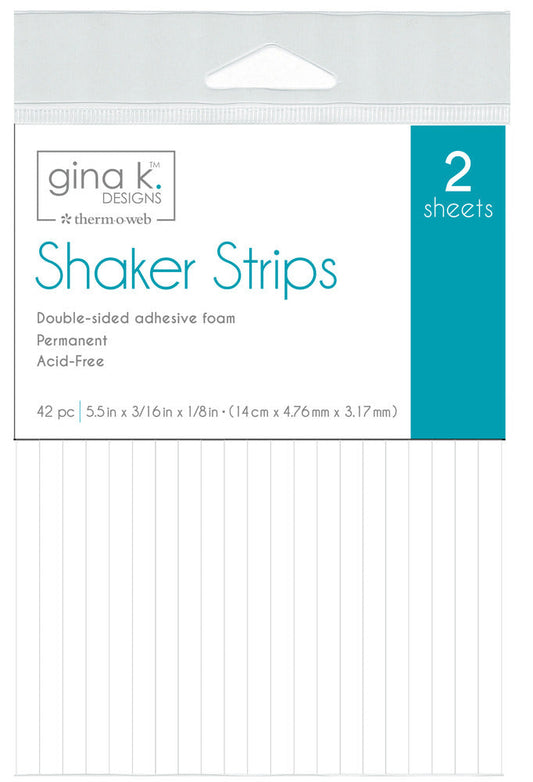 Gina K. Designs - Adhesive Foam Shaker Strips - 1/8" x 3/16" - White (2 Sheets). Available at Embellish Away located in Bowmanville Ontario Canada.