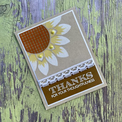 Big Thanks is a stamp set by Debrah Warner. This set is made of premium clear photopolymer and measures 6" X 8". Made in the USA. FEATURES thanks, greetings. Available at Embellish Away located in Bowmanville Ontario Canada. Example by brand ambassador.