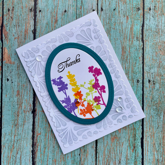 Big Thanks is a stamp set by Debrah Warner. This set is made of premium clear photopolymer and measures 6" X 8". Made in the USA. FEATURES thanks, greetings. Available at Embellish Away located in Bowmanville Ontario Canada. Example by brand ambassador.