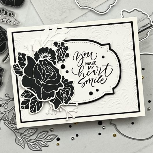 Gina K. Designs - Stamp & Die Set - Bold Flowers. Bold Flowers is the newest collection of big blooms from Melanie Muenchinger, perfect for all your inky techniques! Available at Embellish Away located in Bowmanville Ontario Canada. Example by brand ambassador.