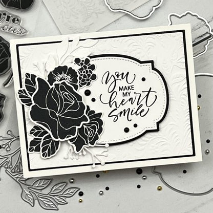 Gina K. Designs - Stamp & Die Set - Bold Flowers. Bold Flowers is the newest collection of big blooms from Melanie Muenchinger, perfect for all your inky techniques! Available at Embellish Away located in Bowmanville Ontario Canada. Example by brand ambassador.