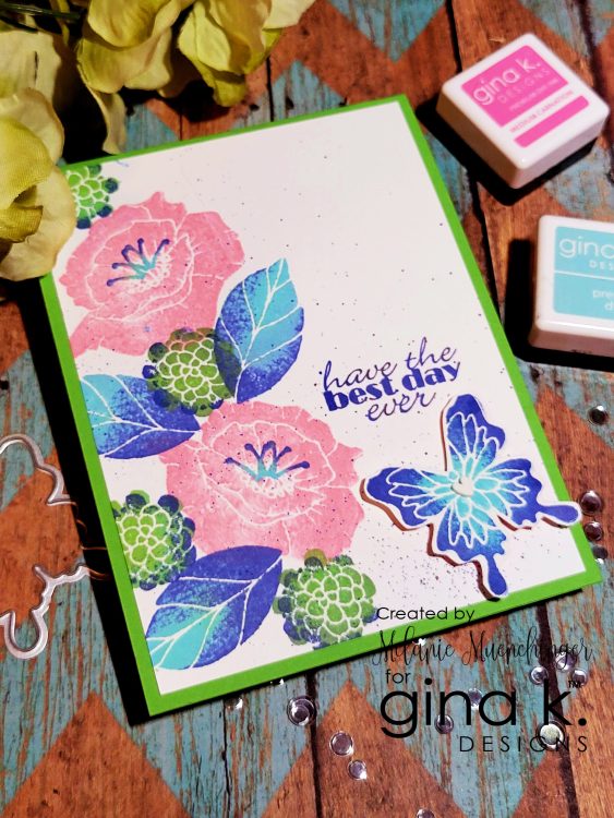 Gina K. Designs - Stamp & Die Set - Bold Flowers. Bold Flowers is the newest collection of big blooms from Melanie Muenchinger, perfect for all your inky techniques! Available at Embellish Away located in Bowmanville Ontario Canada. Example by brand ambassador.
