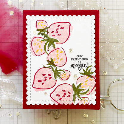 Gina K. Designs - Stamp & Die Set - Every Day Amazing. Every Day Amazing is a stamp set by Lisa Hetrick. This set is made of premium clear photopolymer and measures 6" X 8". Made in the USA. Available at Embellish Away located in Bowmanville Ontario Canada. Example by brand ambassador.