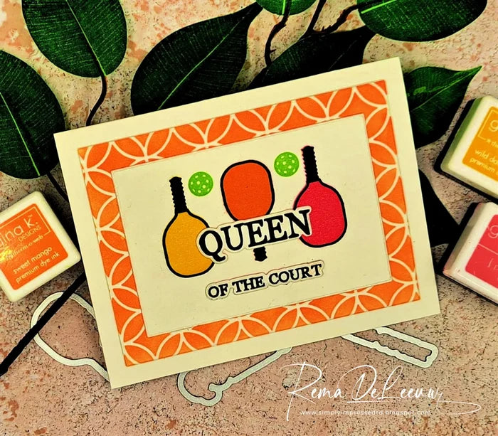 Gina K. Designs - Stamp &amp; Die Set - In a Pickle. In a Pickle is a stamp set by Beth Silika. This set is made of premium clear photopolymer and measures 6" X 8". Made in the USA. Available at Embellish Away located in Bowmanville Ontario Canada. Card example by Rema DeLeeuw.