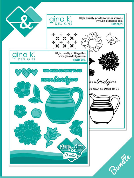 Gina K. Designs - Stamp & Die Set - Lovely Days. Available at Embellish Away located in Bowmanville Ontario Canada.