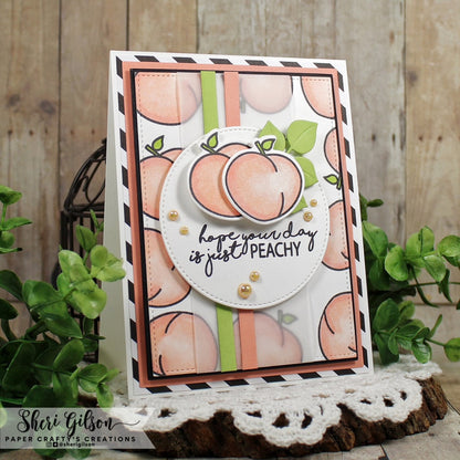 Gina K. Designs - Stamp & Die Set - More Fun Fruit. More Fun Fruit is a stamp & die set by Beth Silika. This set is made of premium clear photopolymer and measures 6" X 8". Made in the USA. Made in the USA. Available at Embellish Away located in Bowmanville Ontario Canada. Example by brand ambassador.