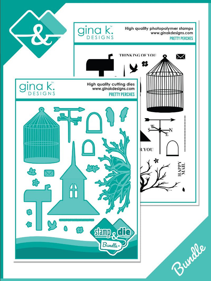 Gina K. Designs - Stamp & Die Set - Pretty Perches. Available at Embellish Away located in Bowmanville Ontario Canada.