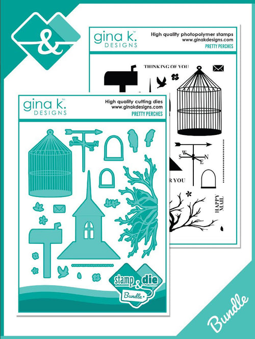 Gina K. Designs - Stamp & Die Set - Pretty Perches. Available at Embellish Away located in Bowmanville Ontario Canada.