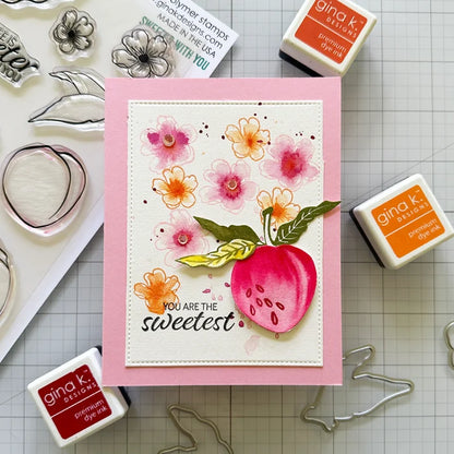 Gina K. Designs - Stamp &amp; Die Set - Sweeter with You. Sweeter with You is a stamp set by Lisa Hetrick. This set is made of premium clear photopolymer and measures 6" X 8". Made in the USA. Available at Embellish Away located in Bowmanville Ontario Canada. Example by Lisa Hetrick.