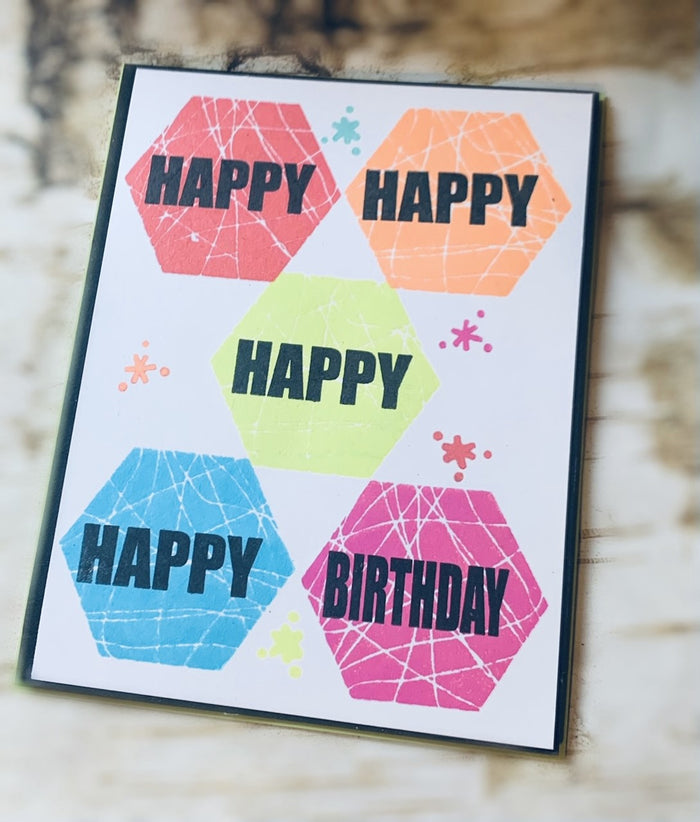 Gina K. Designs - Stamps - Hexagon Fun. Hexagon Fun is a stamp set by Beth Silika. This set is made of premium clear photopolymer and measures 6" X 8".   Made in the USA. Available at Embellish Away located in Bowmanville Ontario Canada. Card example by brand ambassador.