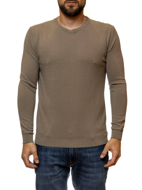 QB24 girocollo cotone beige 0126122 COTONE-BEIGE