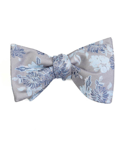 Gray Floral Bow Tie