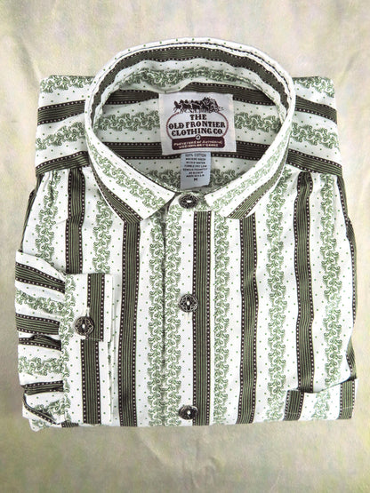 Green Ivy and Brown Stripe Men's Victorian Shirt