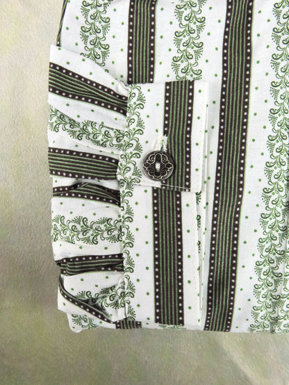 Green Ivy and Brown Stripe Men's Victorian Shirt