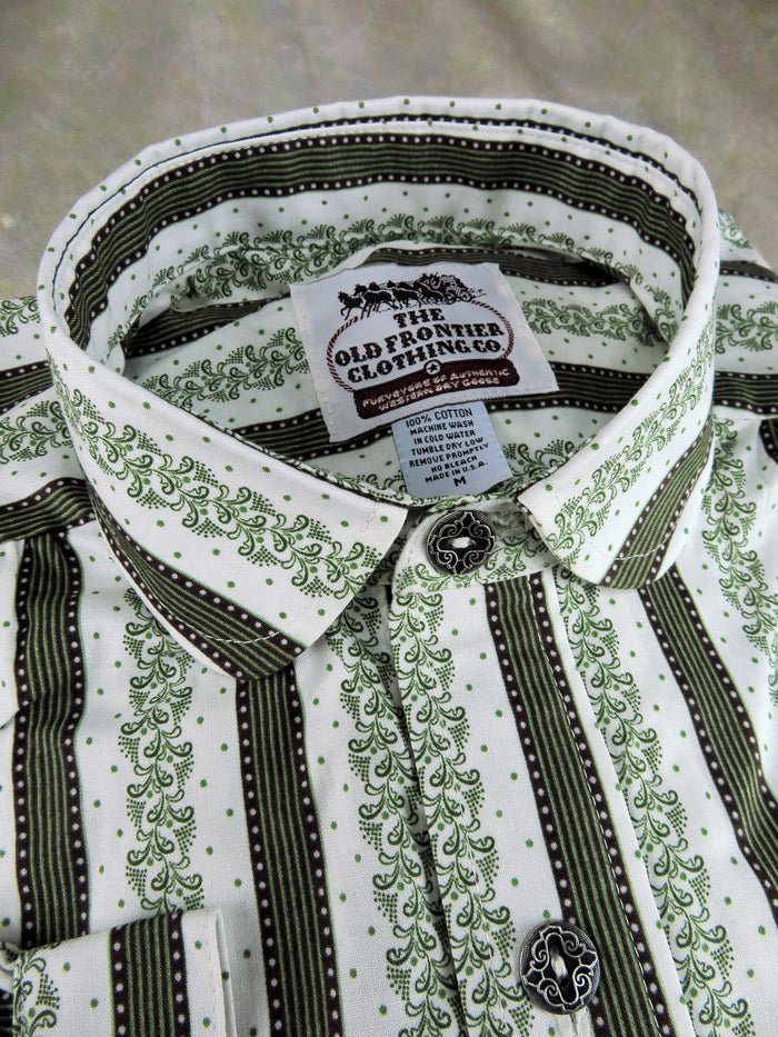 Green Ivy and Brown Stripe Men's Victorian Shirt