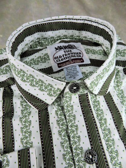 Green Ivy and Brown Stripe Men's Victorian Shirt