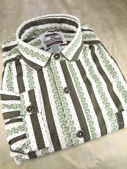Green Ivy and Brown Stripe Men's Victorian Shirt
