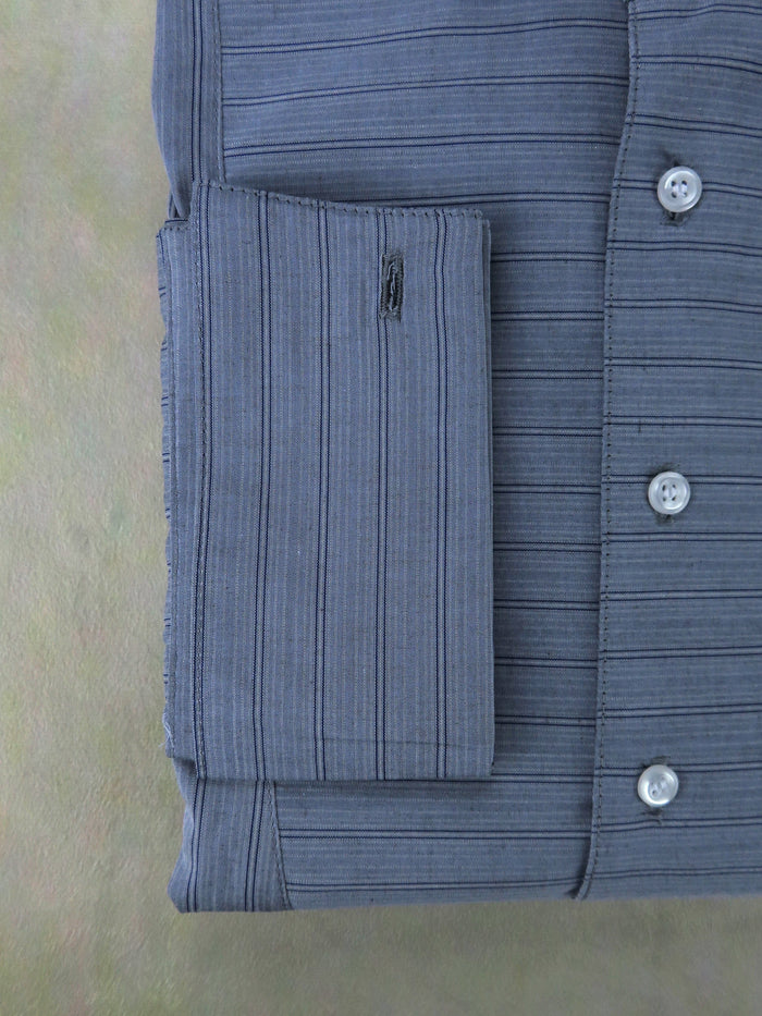 Grey and Blue Stripe Men's Tuxedo Shirt