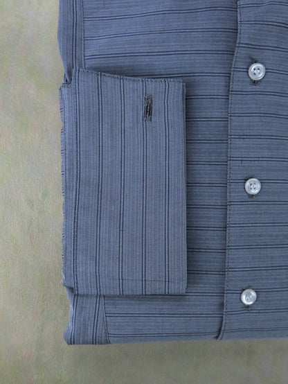 Grey and Blue Stripe Men's Tuxedo Shirt