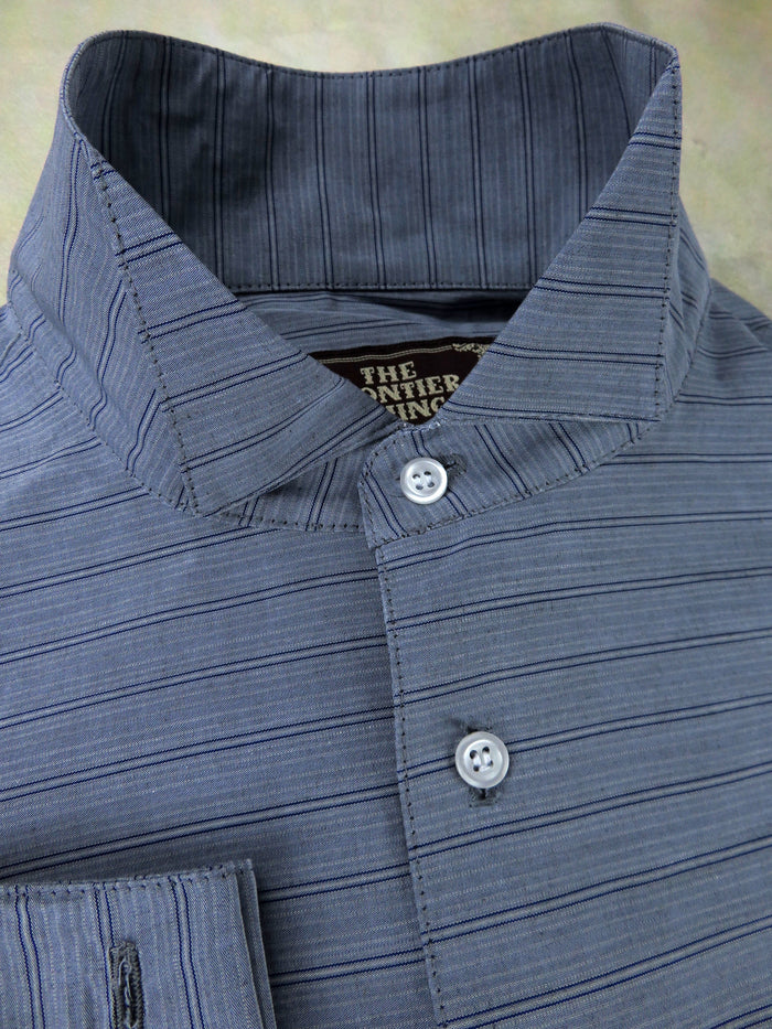 Grey and Blue Stripe Men's Tuxedo Shirt