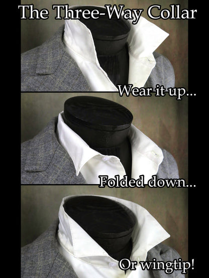 Grey and Blue Stripe Men's Tuxedo Shirt