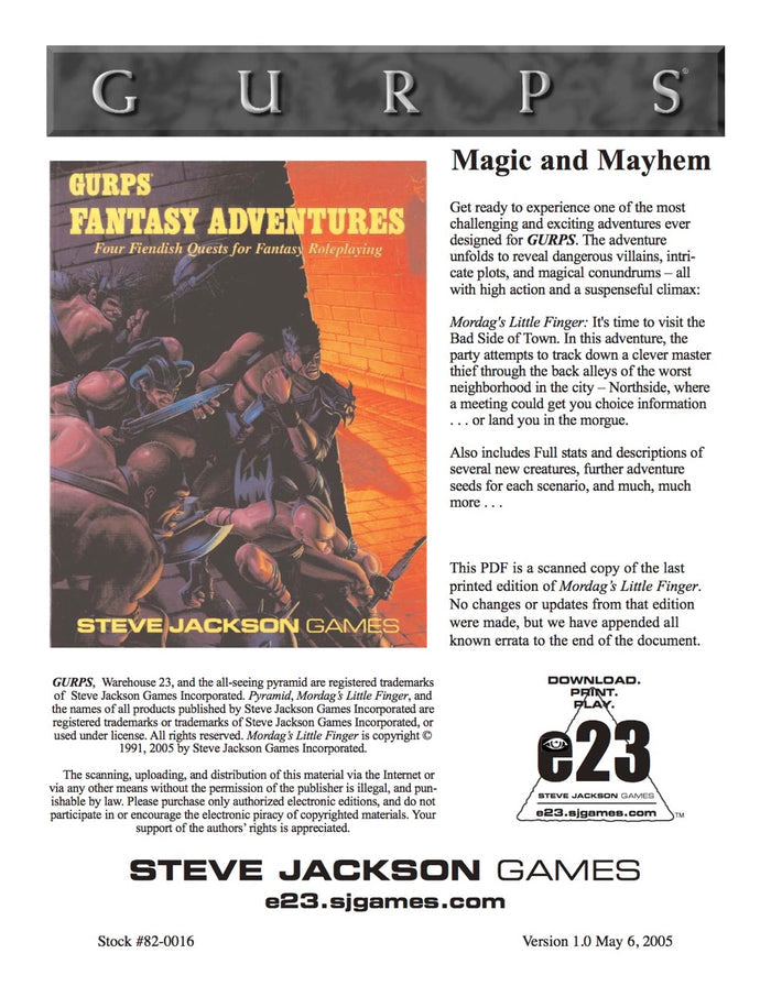 GURPS Classic: Fantasy: Mordag's Little Finger