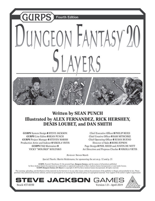 GURPS Dungeon Fantasy 20: Slayers