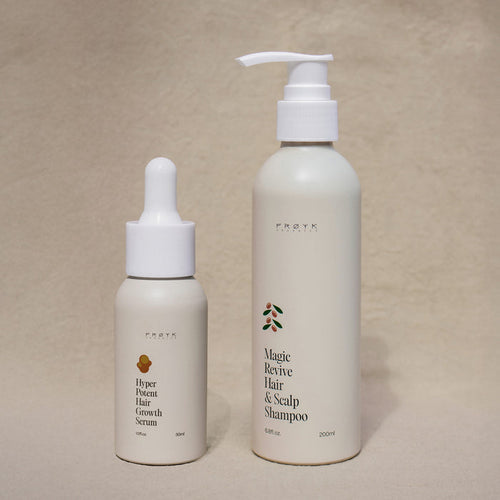 Frøya Organics Hair Growth Essentials Duo in glass jar with lid – hair growth set front view