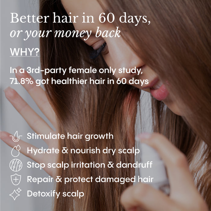 Customer showing results after using Frøya Organics Hair Growth Essentials Duo
