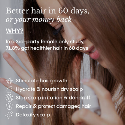 Customer showing results after using Frøya Organics Hair Growth Essentials Duo