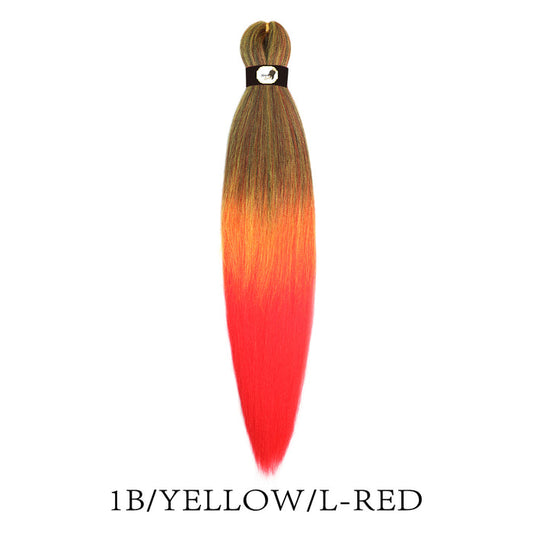 Hairnergy Braids Pre-Stretched 56'' Braiding Hair Extensions Ombre (color 1B/Yellow/L-Red)