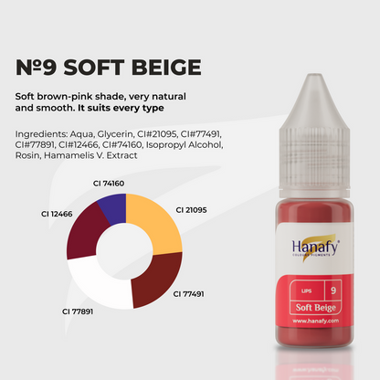 Hanafy Lips №9 Soft Beige Hybrid Pigment 10 ml Supreme Permanent