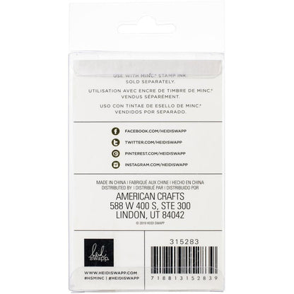 Minc your favorite stamp shapes with the help of this Minc stamp pad! Use it with the Minc Stamp Ink and your favorite stamps to add foil details to scrapbooks, cards, journals, planners, and so much more. This 2.75x4.375x.625 inch package includes one stamp pad holder. Available at Embellish Away located in Bowmanville Ontario Canada.