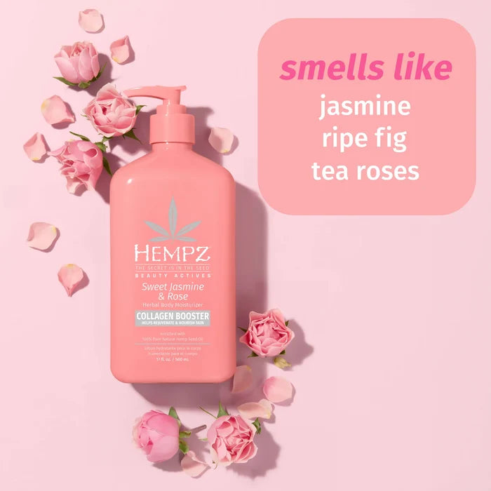 Hempz Beauty Actives Sweet Jasmine & Rose Herbal Body Moisturizer with Collagen Booster