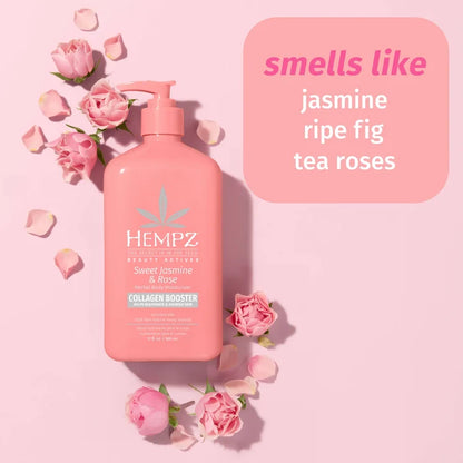 Hempz Beauty Actives Sweet Jasmine & Rose Herbal Body Moisturizer with Collagen Booster