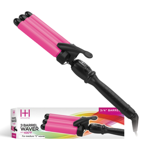 Hot & Hotter 3 Barrel Waver Curling Iron 3/4 Inch, 1 Count, Black & Pink