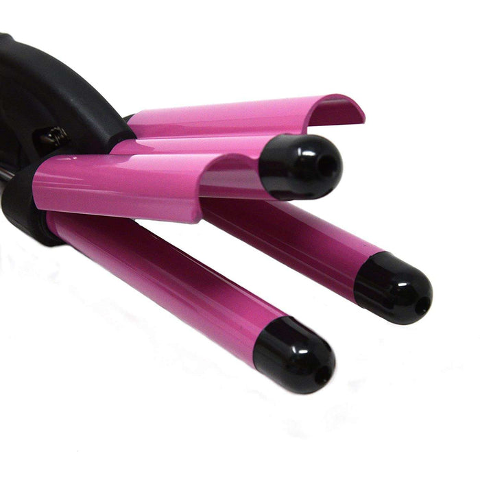 Hot & Hotter 3 Barrel Waver Curling Iron 3/4 Inch, 1 Count, Black & Pink