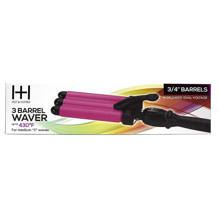 Hot & Hotter 3 Barrel Waver Curling Iron 3/4 Inch, 1 Count, Black & Pink