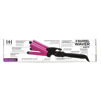 Hot & Hotter 3 Barrel Waver Curling Iron 3/4 Inch, 1 Count, Black & Pink