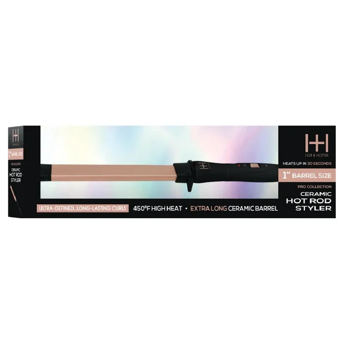 Hot & Hotter Ceramic Hot Rod Hair Styler Wand 1 Inch, 1 Count, Rose Gold