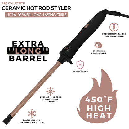 Hot & Hotter Ceramic Hot Rod Hair Styler Wand 1/4 Inch, 1 Count, Rose Gold