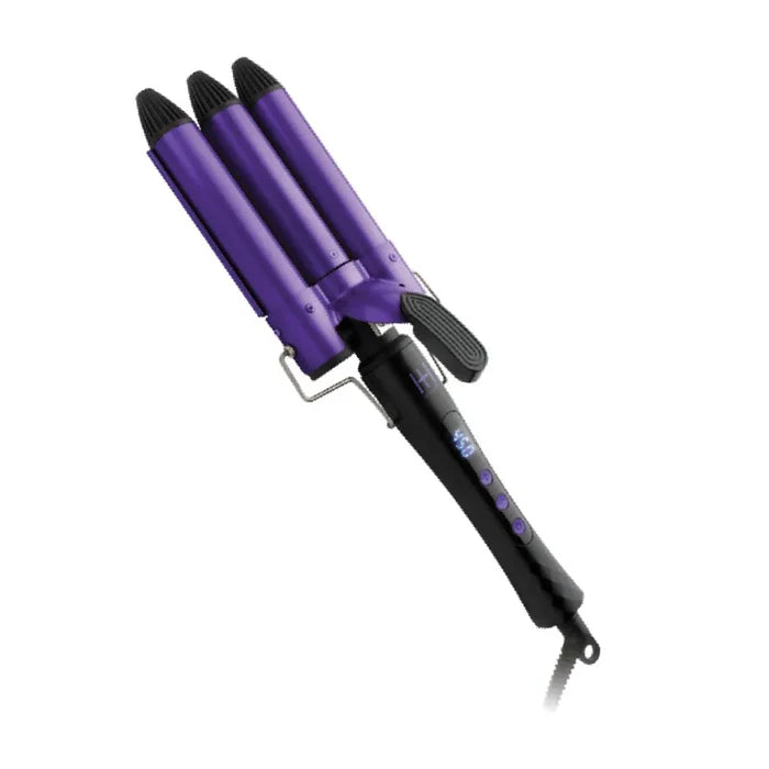 Hot & Hotter Digital Ceramic 3 Barrel Waver 1in, 1 Count Hair Curling Iron, Purple