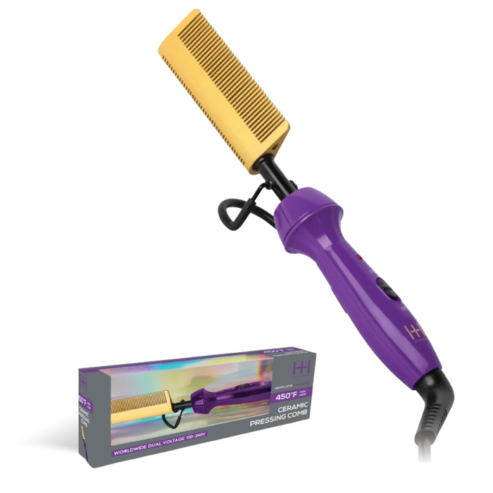 Hot & Hotter Electric Ceramic Pressing Hot Comb Double Teeth, Purple
