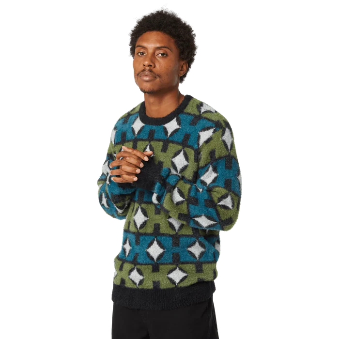 HUF - Space Age Crewneck Knit Sweater - Pine