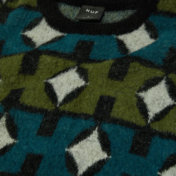 HUF - Space Age Crewneck Knit Sweater - Pine