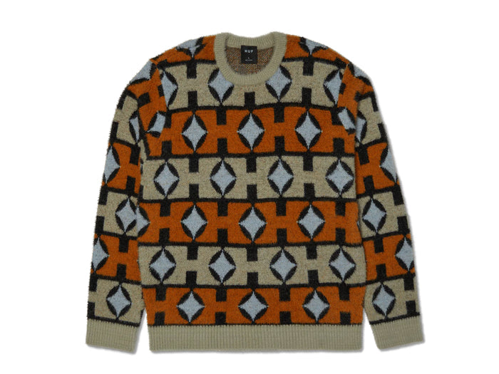 HUF - Space Age Crewneck Knit Sweater - Sunset